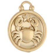 Ciondolo rotondo reversibile 17 mm Segno zodiacale del cancro - Acciaio inossidabile 304 Gold x1