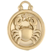 Ciondolo rotondo reversibile 17 mm Segno zodiacale del cancro - Acciaio inossidabile 304 Gold x1
