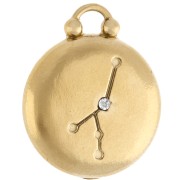 Ciondolo rotondo reversibile 17 mm Segno zodiacale del cancro - Acciaio inossidabile 304 Gold x1