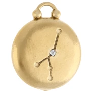 Ciondolo rotondo reversibile 17 mm Segno zodiacale del cancro - Acciaio inossidabile 304 Gold x1