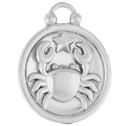 Ciondolo rotondo reversibile 17 mm Segno zodiacale del Cancro - Acciaio inox 304 x1