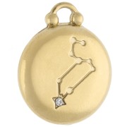 Ciondolo rotondo reversibile 17 mm segno zodiacale Leone - Acciaio inossidabile 304 Gold x1