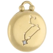 Ciondolo rotondo reversibile 17 mm segno zodiacale Leone - Acciaio inossidabile 304 Gold x1