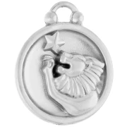 Ciondolo rotondo reversibile 17 mm segno zodiacale Leone - Acciaio inossidabile 304 x1