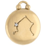 Ciondolo rotondo reversibile 17 mm segno zodiacale Bilancia - Acciaio inossidabile 304 Gold x1