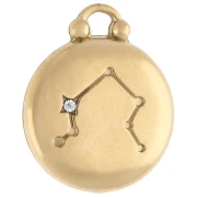 Ciondolo rotondo reversibile 17 mm segno zodiacale Bilancia - Acciaio inossidabile 304 Gold x1