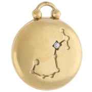 Ciondolo rotondo reversibile da 17 mm - Segno zodiacale Scorpione - Acciaio inossidabile 304 Gold