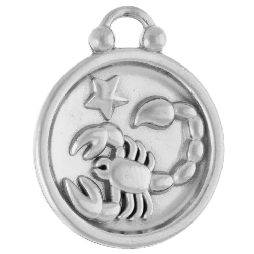 Ciondolo rotondo reversibile 17 mm segno zodiacale Scorpione - Acciaio inossidabile 304 x1