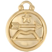 Ciondolo rotondo reversibile 17 mm segno zodiacale Sagittario - Acciaio inossidabile 304, placcato oro