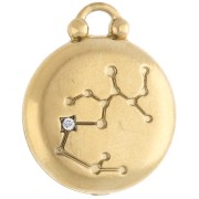 Ciondolo rotondo reversibile 17 mm segno zodiacale Sagittario - Acciaio inossidabile 304, placcato oro