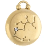 Ciondolo rotondo reversibile 17 mm segno zodiacale Sagittario - Acciaio inossidabile 304, placcato oro
