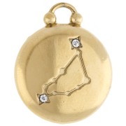 Ciondolo rotondo reversibile da 17 mm - Segno zodiacale Capricorno - Acciaio inossidabile 304 Gold