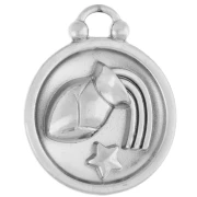 Ciondolo rotondo reversibile 17 mm segno zodiacale Acquario - Acciaio inossidabile 304 x1