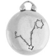 Ciondolo rotondo reversibile 17 mm segno zodiacale Pesci - Acciaio inossidabile 304 x1