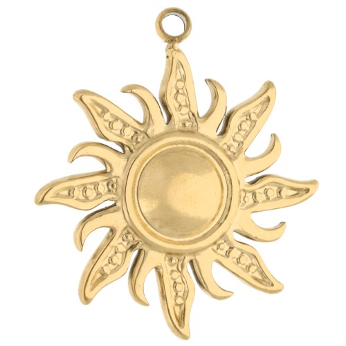 Ciondolo a forma di sole da 19,5 mm - Acciaio inossidabile 304 Gold x1