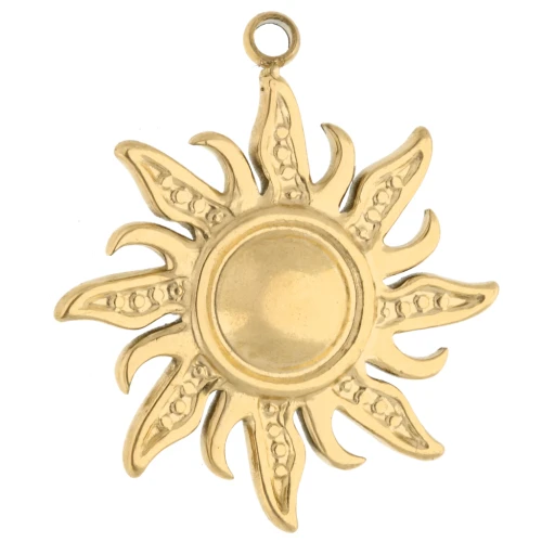Ciondolo a forma di sole da 19,5 mm - Acciaio inossidabile 304 Gold x1