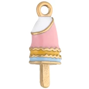 Ciondolo ghiaccio 19x7 mm con resina epossidica - Acciaio inossidabile 304 Gold - Rosa chiaro