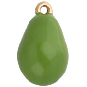 Ciondolo papaya 16x10 mm in resina epossidica - Acciaio inossidabile 304 Gold - Arancione - Verde x1