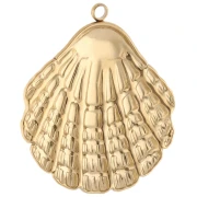 Ciondolo a conchiglia 35,5x31 mm e resina epossidica - Acciaio inossidabile 304 Gold - Blu cielo