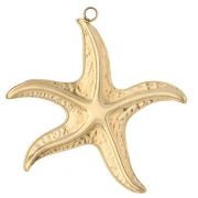 Ciondolo a forma di stella marina 32,5x35 mm con resina epossidica - Acciaio inossidabile 304 Gold - Bianco