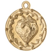 Ciondolo con motivo a bava tonda da 20 mm con resina epossidica - Acciaio inossidabile 304 Gold - Rosso