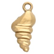 Ciondolo a conchiglia 15x7 mm con strass - Acciaio inossidabile 304 Gold - Cristallo x1