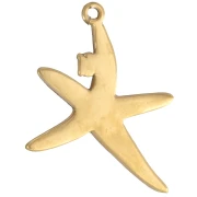 Ciondolo a forma di stella marina 22x19 mm con strass e imitazione di perla - Acciaio inossidabile 304 Gold