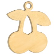 Ciondolo a forma di ciliegia 14x12,5 mm con resina epossidica - Acciaio inossidabile 304 Gold - Rosso x1