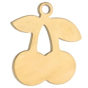 Ciondolo a forma di ciliegia 14x12,5 mm con resina epossidica - Acciaio inossidabile 304 Gold - Rosso x1