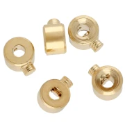 Schiaccini da dischetto 3x2 mm - 2 in 1 - Dorati con oro fino x20