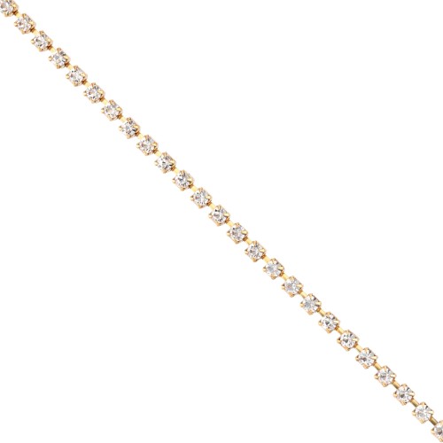 Catena di strass in ottone con cristallo tagliato 3,20 mm - Oro - Cristallo x50cm