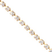 Catena di strass in ottone con cristallo tagliato 3,20 mm - Oro - Cristallo x50cm