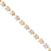 Catena di strass in ottone con cristallo tagliato 3,20 mm - Oro - Cristallo x50cm