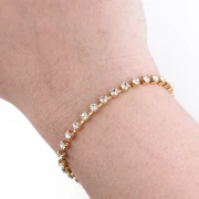 Catena di strass in ottone con cristallo tagliato 3,20 mm - Oro - Cristallo x50cm