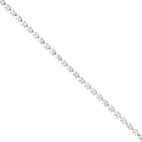 Catena di strass in ottone con cristallo tagliato 3,20 mm - Placcata argento - Cristallo x50cm