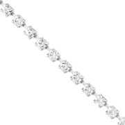Catena di strass in ottone con cristallo tagliato 3,20 mm - Placcata argento - Cristallo x50cm