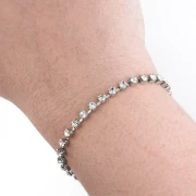 Catena di strass in ottone con cristallo tagliato 3,20 mm - Placcata argento - Cristallo x50cm