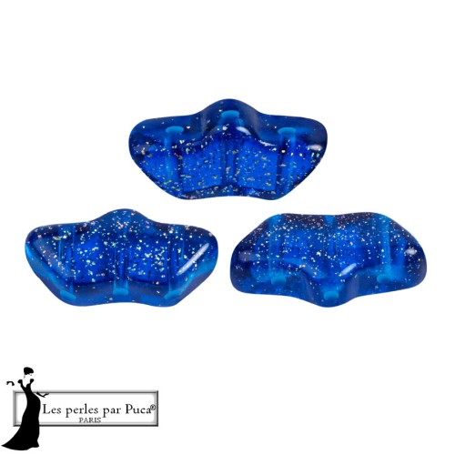 Perle di vetro Delos® di Puca® 6x11 mm - Trasparente Blu Costellazione x10g