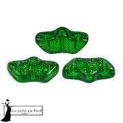 Perle di vetro Delos® di Puca® 6x11 mm - Verde Costellazione trasparente x10g