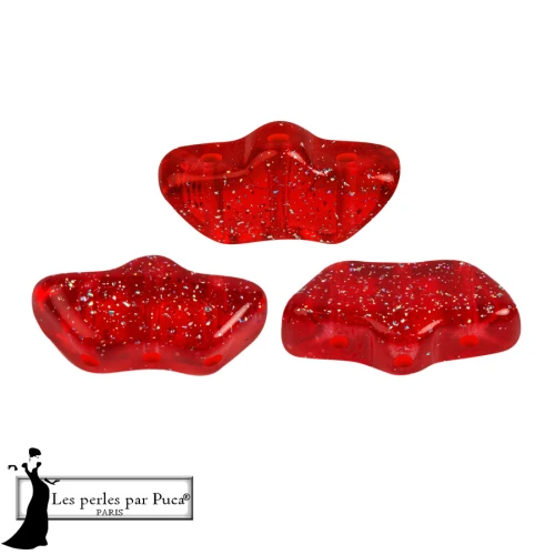 Perle di vetro Delos® di Puca® 6x11 mm - Costellazione trasparente rossa x10g