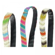 Laccetto etnico pailleté 12 mm Marrone/Arancione x1m