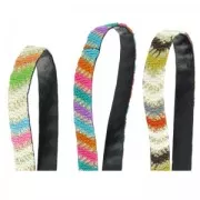 Laccetto etnico pailleté 12 mm Marrone/Arancione x1m