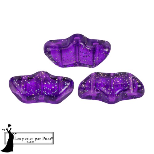 Perle di vetro Delos® di Puca® 6x11 mm - Costellazione trasparente Viola x10g
