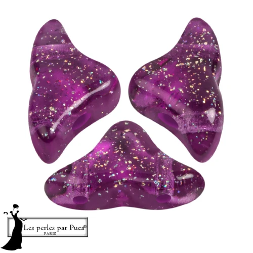 Perle di vetro Helios® di Puca® 6x10mm - Costellazione trasparente Ametista x10g