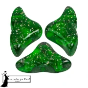 Perle di vetro Helios® di Puca® 6x10 mm - Verde costellazione trasparente x10g