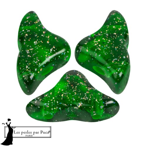 Perle di vetro Helios® di Puca® 6x10 mm - Verde costellazione trasparente x10g