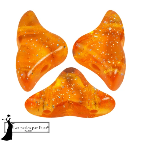 Perle di vetro Helios® di Puca® 6x10 mm - Costellazione trasparente arancione x10g