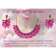 Perle di vetro Helios® di Puca® 6x10 mm - Costellazione trasparente gialla x10g