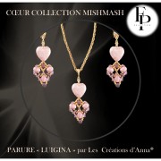 Perla cuore in vetro 16x15 mm - Pink Mishmash x1