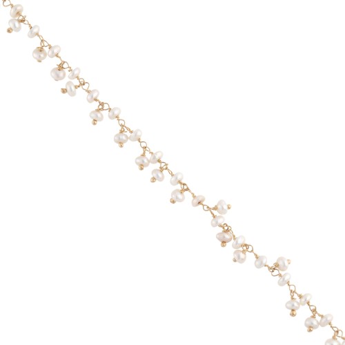 Catena fantasia da 6,5 mm con perle d'acqua dolce - placcata oro 3 micron x20cm
